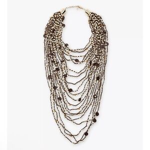 ZARA BEADED LONG SHELL BOHO WATERFALL NECKLACE- Earthcore, Artisan, Earthy NWT